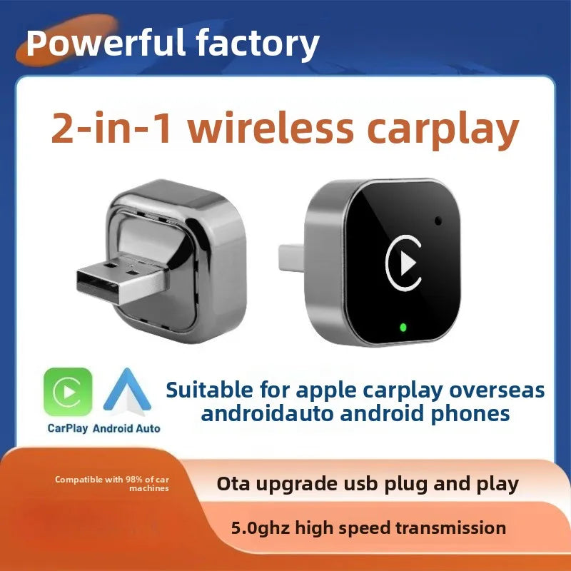 Wireless Carplay Adapter for Android IPhone Auto 2 in1 Wired To Wireless AI Box USB Connection for Volvo Benz Mg Kia Chery VW